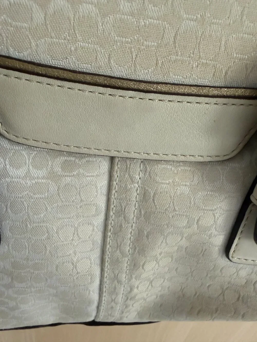 Coach Hampton Soho Leather & Fabric Satchel 2 Buckles with Gold Hardware
